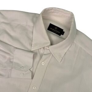 Bugatchi Uomo Mens Large Button Down Shirt Cream Off‎ White Twill Long Sleeve